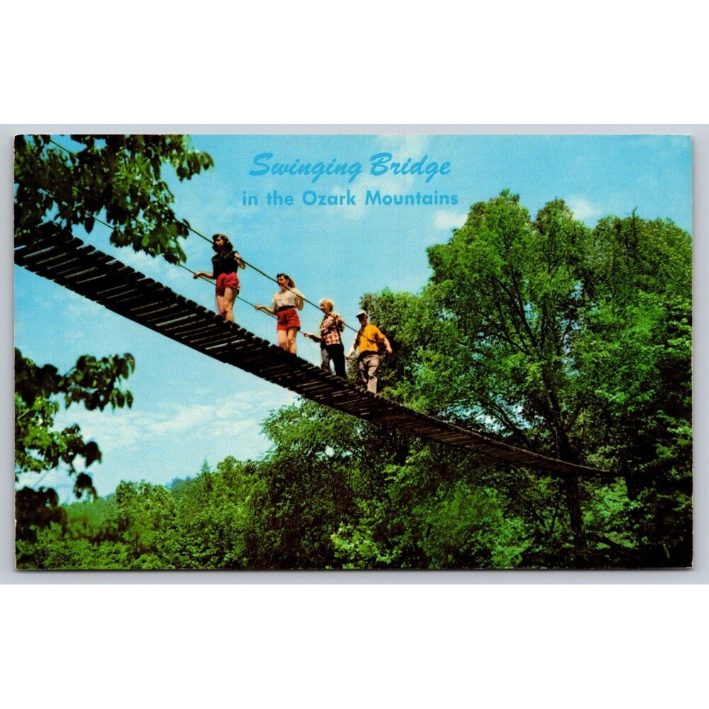 Postcard Missouri Ozark Mountains Buffalo River Swinging Bridge c1970s Unposted